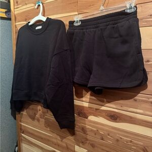 Zenana Fleece Sweatshirt and Short Set